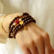 天然沈香珠沉香珠危料藍水翡翠方糖山鬼花錢設計多圈手串手持項鍊