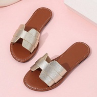 Dép lê nữ thời trang xuân/hè mới, dép lê kiểu La Mã giản dị, dép lê đế bằng thoải mái màu đen, be, n