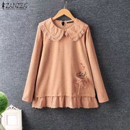 Esolo ZANZEA เสื้อลูกไม้ปักลายวินเทจของผู้หญิง #241106