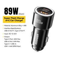 Essager USB C Car Charger 89W 2 Ports Super Fast Charge PD QC 3.0 Car Phone Charger For iPhone 15 Xi