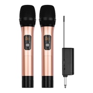 UHF Wireless Microphone System with Dual Handheld Cardioid Microphone and Receiver 16 Channels for Video Live Broadcast Interview