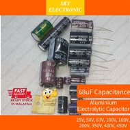 68uF Aluminum Electrolytic Capacitor 25v 50v 63v 100v 160v 200v 350v 400v 450v