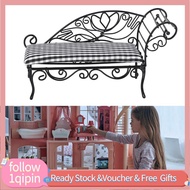 1qipin.my Keenso Dollhouse Miniature Bed Iron Daybed Vintage Metal for Decorative Mini Furniture Set