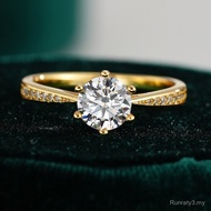 Six-Claw Ring Ring 6.5mm Round 1ct One Carat Moissanite S925 Silver Ring Female