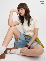 Pomelo. x Moomin เสื้อถักปักลาย / Pomelo. x Moomin Embroidered Knit Top - Off