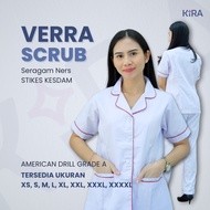 MERAH VERRA SCRUB Women's nurse Uniform STIKES DAM Red Trim/ nurse Uniform American Drill/ Keira Scr