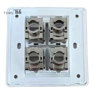 4 Sockets CAT6A RJ45 Faceplate LAN Network Outlet Jack Shielded Ethernet Wall Panel Board 86x86mm Ne