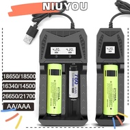NIUYOU Lithium Battery Charger, 1 / 2 Slots Intelligent LCD 18650 Battery Charger, Portable Universal Fast Charging USB Battery Charging Base