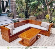 Set Kursi Sofa Tamu Sudut Minimalis Modern Jati Luxury &amp; Meja Tamu/Kursi Sofa Ruang Tamu Minimalis Modern