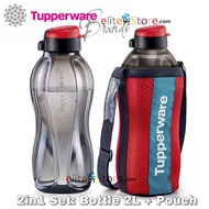 Tupperware Eco Water Bottle 2in1 Set: 2L / 2000ML [Flip Top BLACK] x1pc + Pouch