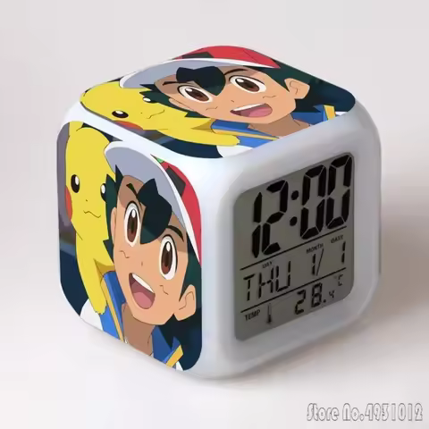Anime Cartoon Pok é mon Cartoon Alarm Clock Creative Student 8x8x8cm LED Cube with Colorful Light Di