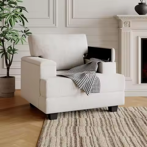 Room Chairs with 7.8'' Cushion,Upholstered Mid-Century Armchair,Reading Accent Chairs for Bedroom Li