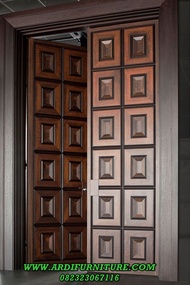 Pintu Rumah Utama Model Kotak 3 D / Pintu Kupu Tarung Klasik Kayu Jati