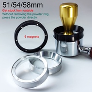 51/54/58mm Espresso Coffee Dosing Ring -Silver/Black Aluminum Dosing Funnel with 6 Magnets Fits 51/5