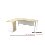 L Shape Office Table With 4D Pedestal + U Shape Metal Leg (5 X 5 and 6 X 5 Feet) - Home And Office S