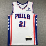 76ers No. 1 Harden Jersey 21 Embiid Putih Baju Bola Keranjang Bersulam EMBIID