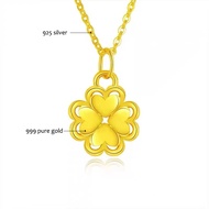 cod 999 Pure Real Gold 24K Flower Pendant Necklace Fine Jewelry 3D Hard Gold Pendant For Woman Gift
