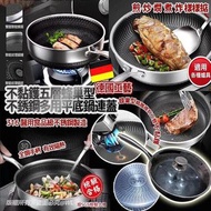 德國工藝不黏鑊五層蜂巢型不銹鋼多用平底鍋連蓋