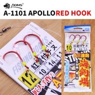 LIONS A-1101 APOLLO RED HOOK Mancing Apollo Rig Perambut Sabiki Fishing Apollo Hook