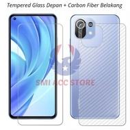 LAYAR Package 2in1 Front And Back Tg Mi 11 Lite 11T 11i 11X 10t Pro Tempered Glass Clear Transparent 9H Screen Protector Anti-Scratch Screen Protector Front Clear Glass Back Garskin Skin Carbon Tg Hp Xiaomi Mi 10t Pro 11 11i 11X 11t Pro 11 Lite 5G 4G