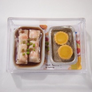 Miniature Food- Polymer clay Dim Sum Shrimp Chee Cheong Fun and Egg Tart in a box