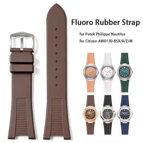 Fluoro Rubber Strap for Patek Philippe Nautilus KFM Sport Waterproof Watch Band for Citizen AW0130-8