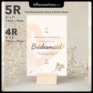 🌹🌹Bridesmaid Card Groomsman Card Custom Print Name 5R 4R with Envelope