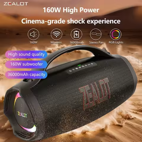 Zealot S98 160W Wireless speaker, Outdoor Portable Subwoofer Speaker, Hifi Sound quality,Dual Pairin
