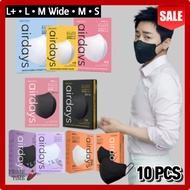✅[Airdays] Korea 3D Mask 10pcs All Size / 4PLY MB Filter KF94 / BFE&gt;99.9% / Premium 3D Face Mask, Air Days / Bird-beak Type Easy to Breathe Mask / Individual Packing / White&amp;Black