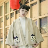 日式浮世繪羽織道袍 搞怪人物印花和服 開衫式外套