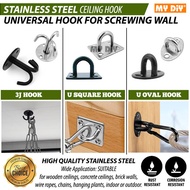 Ready Stock  STAINLESS STEEL CEILING HOOK / 3J HOOK ROUND BASE / U TYPE SQUARE BASE / U TYPE OVAL BA
