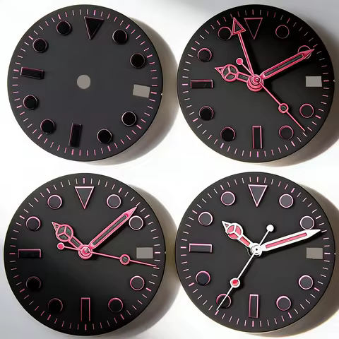 28.5mm No logo Case Mod Parts Sterile Pink Black Matte Watch Dial Suitable for Seiko Active GMT NH35