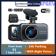 IPQEV 4K Dash Cam For Car Dual Camera Wifi Dashcam 24h Parking Monitor Front And Rear Dvrs Night Vision Kamera Samochodowa Rejestrator MVNEI