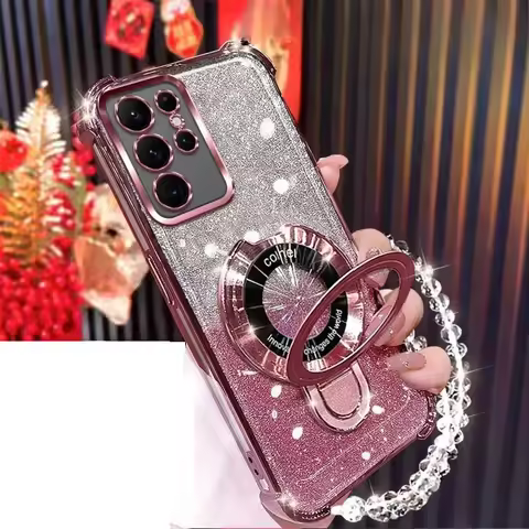 For Xiaomi 15T Xiomi 17 Pro Max 13T 14T Pro 15 Ultra Shockproof Phone Case Glitter Magnetic Bracket 