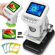 Rechargeable Digital Microscope for Kids 1200X - 2'' LCD Screen STEM Toy with 32G SD Card for Photo/