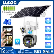 LLSEE V380 Pro 4G sim card solar CCTV wireless outdoor, CCTV connected to mobile phone, 8.0MP, 4K, built-in battery, AI mobile tracking, two-way call, color night vision