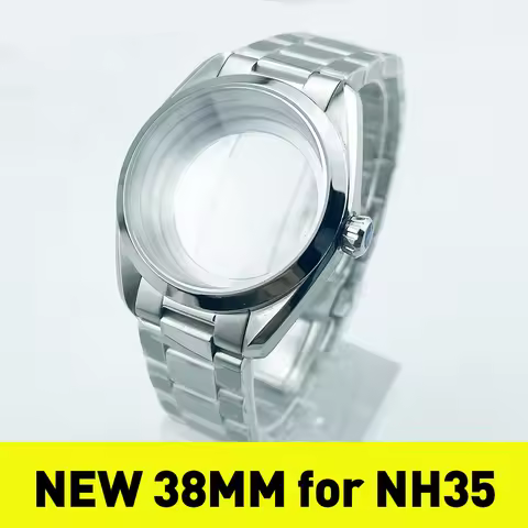 38mm Watch Case Double Domed Sapphire Crystal Stainless Steel Cases Aqua AT150 Style Men's Watch for