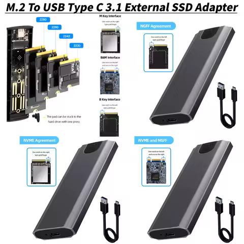 NVME SSD M2 Case NVME/SATA Dual Protocol M.2 to USB Type C 3.1 10gbps SSD Adapter for NVME PCIE NGFF