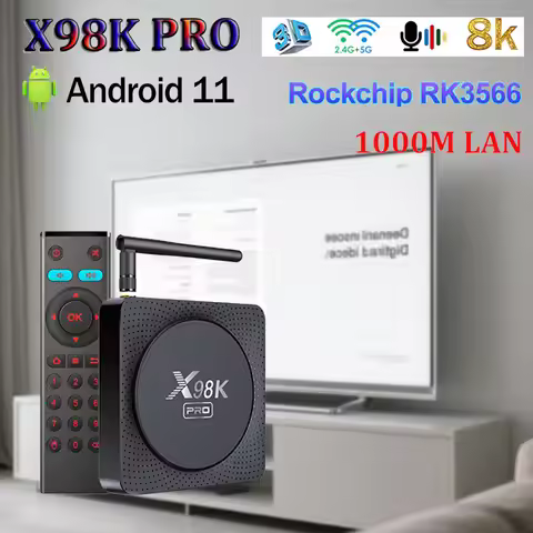 Android 11 X98K Pro TV Box Rockchip RK3566 Quad Core A55 4K 8K 4GB 32GB 1000M LAN Dual WIFI HD BT Me