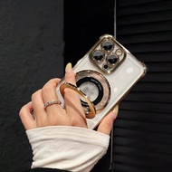 เคสโทรศัพท์ชุบอิเล็กโทรเพลต สีม่วงใสสุดหรู พร้อมแหวนตั้งยึดแม่เหล็ก ฝาปิดซิลิโคนอ่อนนุ่มกันกระแทก เข