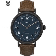 TIMEX TW2T90800 Men's Analog Watch Standard XL 43mm Leather Strap Blue Brown *Original
