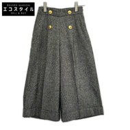 Blue Label Crestbridge 灰色人造絲混紡闊腿褲，金色紐扣，36 碼 [二手]