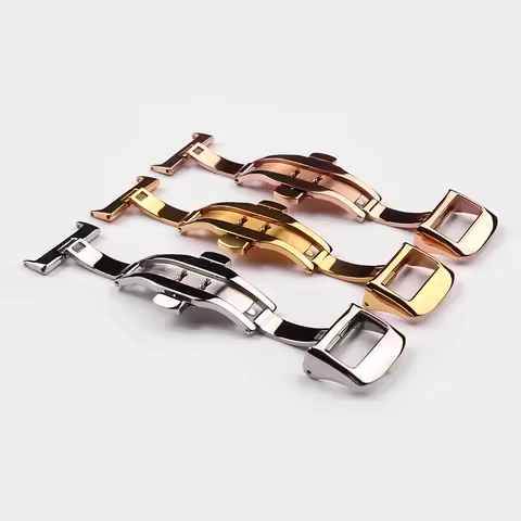 For Patek Philippe Jaeger LeCoultre Cartier Sandus Butterfly Buckle Folding Buckle Leather Strap Wat