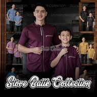 TERBARU BAJU KOKO COUPLE AYAH DAN ANAK LAKI LAKI BURGUNDY LENGAN PENDEK MOTIF YUSUF BY AL-ZAHRA