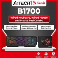 A4Tech Bloody B1700 Neon Effects Gaming Keyboard and Mouse Combo with Desk Pad Bundle
