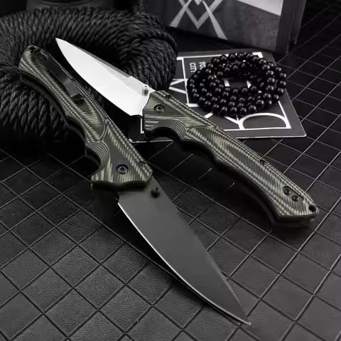 615BK Lightweight Durable Camping Tool High Hardness Outdoor Folding Knife D2 Blade G10 Handle Utili