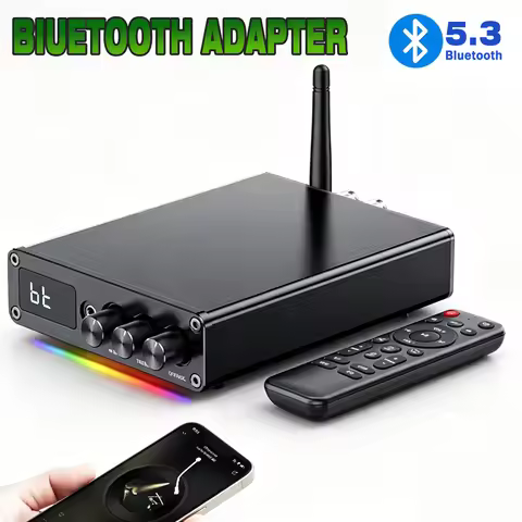 Bluetooth 5.3 Audio Receiver 100Wx2 AUX RCA USB Wireless Audio Adapter With IR Remote Control For PC