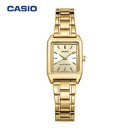 Casio LTP-V007G-9E Small Square Women's Watch Vintage Steel Band Quartz Gold Watch ดู LTP-V007G-9E