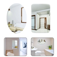 [ISHOWSG] Oval Square 3D Acrylic Mirror Wall Sticker Self Adhesive for Bathroom Home Decor