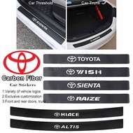 Car Door Sill Sticker Decal For Toyota Raize Sienta Hiace Altis CHR Yaris Voxy Prius Axio Alphard Vios Rush Noah Camry Wish Carbon Fiber Door Edge Protector Car Accessories